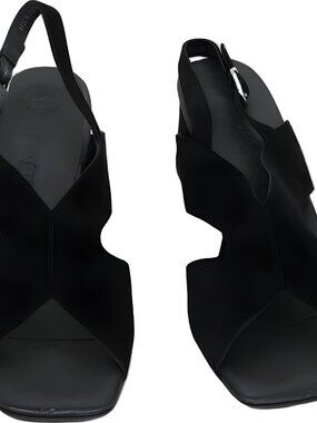 Paul Green Women's Verona Slingback Sandals Black Suede Mismatched Sz 5.5/6